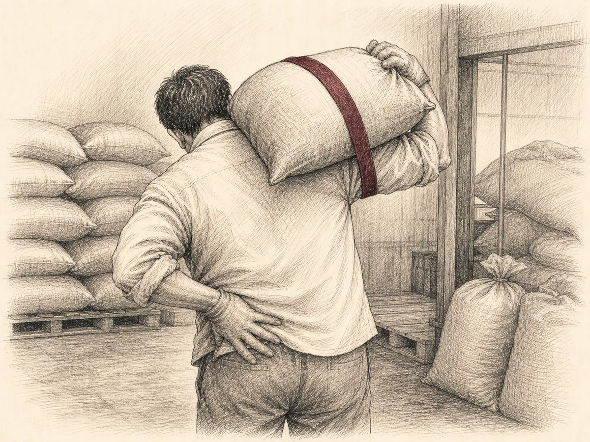 무거운 짐을 어깨에 짊어지다 어제부터 시작된 왼쪽 허리 통증